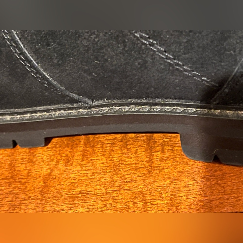 Marc Fisher Hopee Booties black suede w/ white faux fur/ Sherpa trim Lug sole 10 - Picture 5 of 12